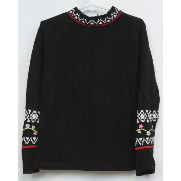 Hanna Andersson Girls Embroidered Flowers Knit Sweater Sz 110 US 5 Mock Neck - Picture 4 of 7